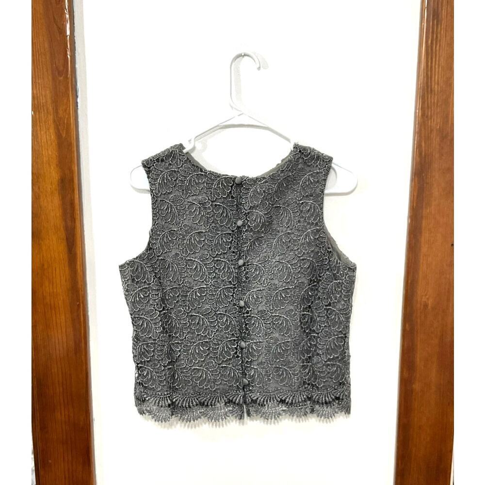 VTG 80s Talbots Shiny Lace Top Size 12 Petite Formal Fancy Button Back - Picture 2 of 6